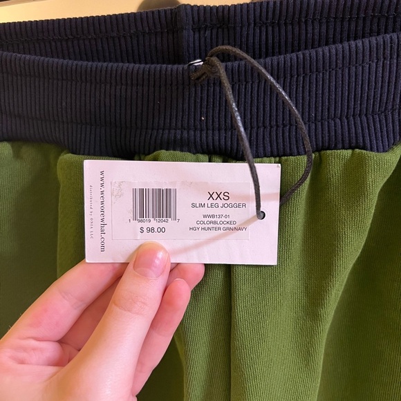 NWT revolve x WEWOREWHAT slim leg jogger green/navy color block athleisure fall - Picture 3 of 4